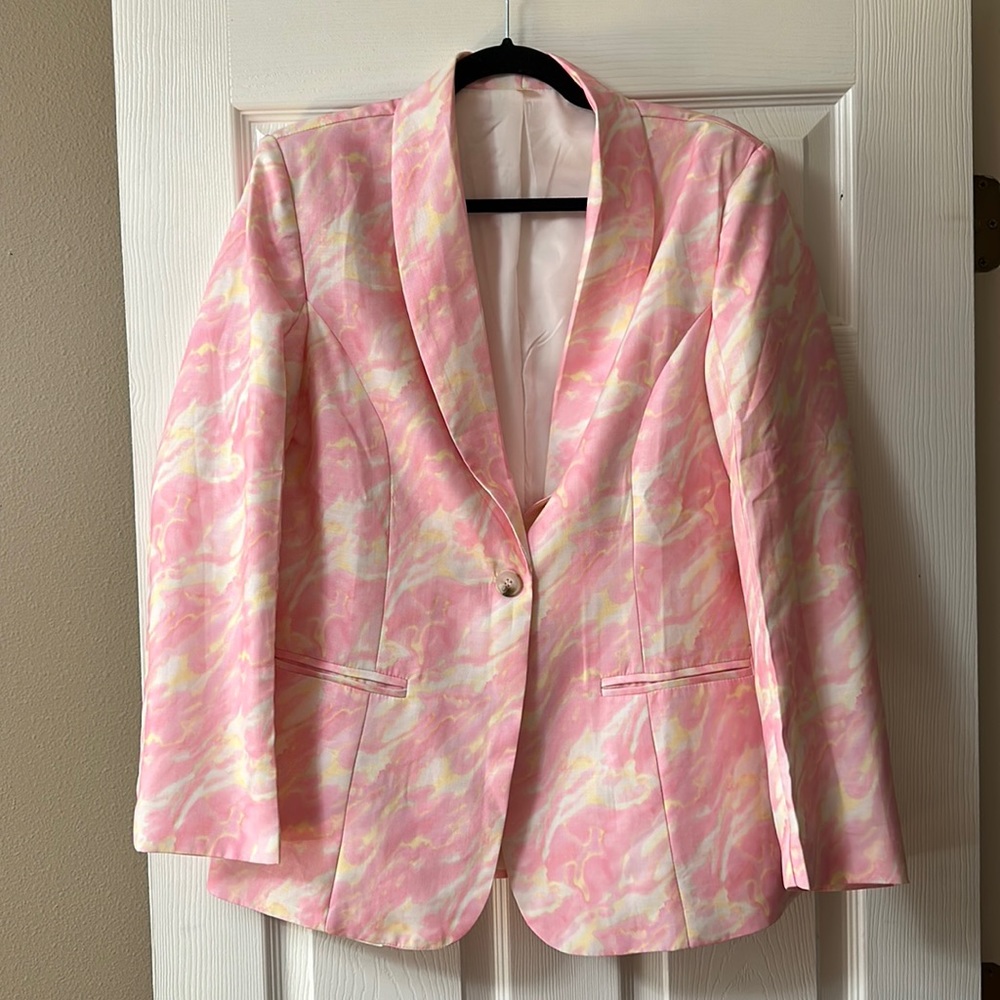 Medium SHEIN Tie Dye Shawl Collar Single Button Blazer